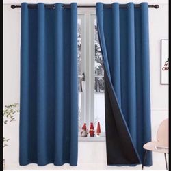 100% Blackout Curtains 2 Panel Full Light Blocking Drapes Thermal Insulated Panels 84 inch Length Room Darkening Curtains Grommet for Living Room Bedr