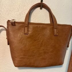 Free People Brown Faux Leather Crossbody Purse
