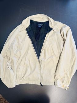 Nautica Jacket Adult XL, Light, Beige, Full Zip Windbreaker