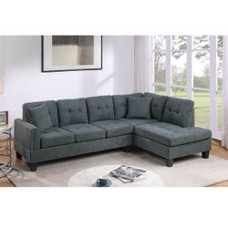 Brand New! Sectional Sofa, Ash Black Sofa, Couch, Tweeted-like Velvet Sectional, Sectionals, Sofa With Chaise, Ash Grey Sofa, Charcoal Gray Couch, Sec