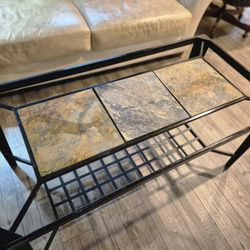 Coffee table with natural stone inlay