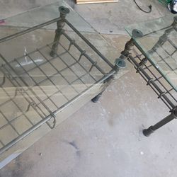 Glass Coffee Table And Side Table 