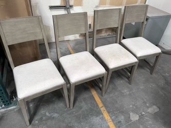 Set of 4 Gray Wood Dining Chairs