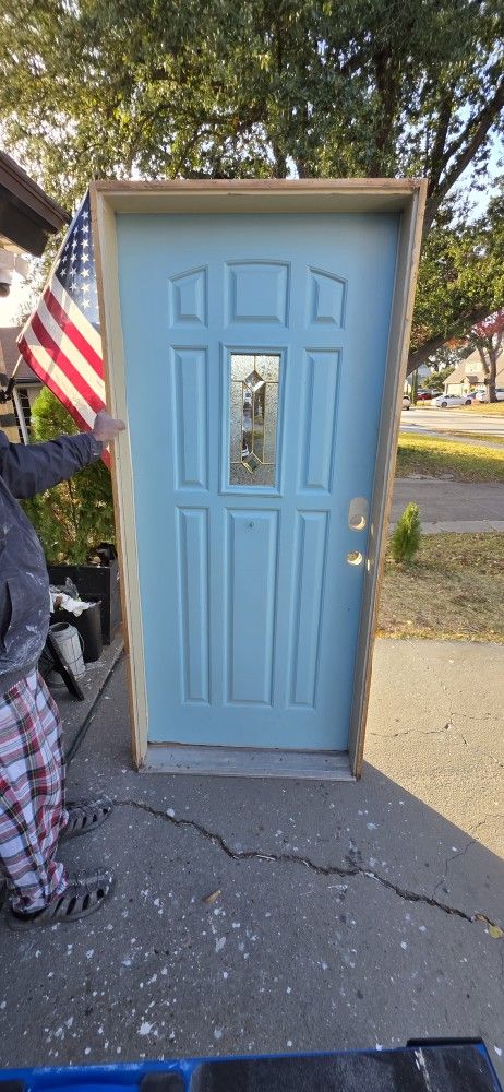 36x80 Front Door , Left Swing, Painted , Framed Ready To Install