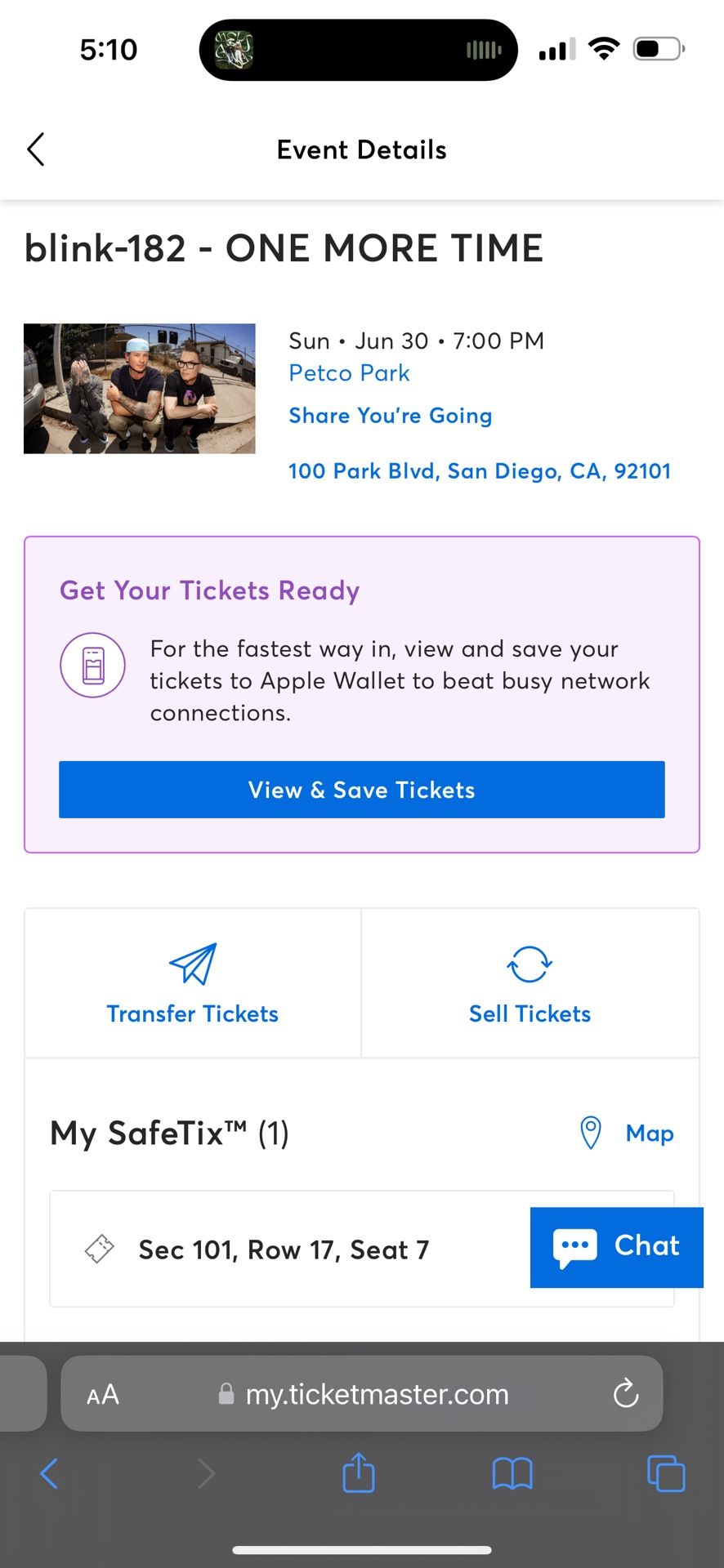 Blink 182! (1) Ticket!