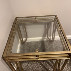 Glass Top Coffee And 2 Glass Top End Tables