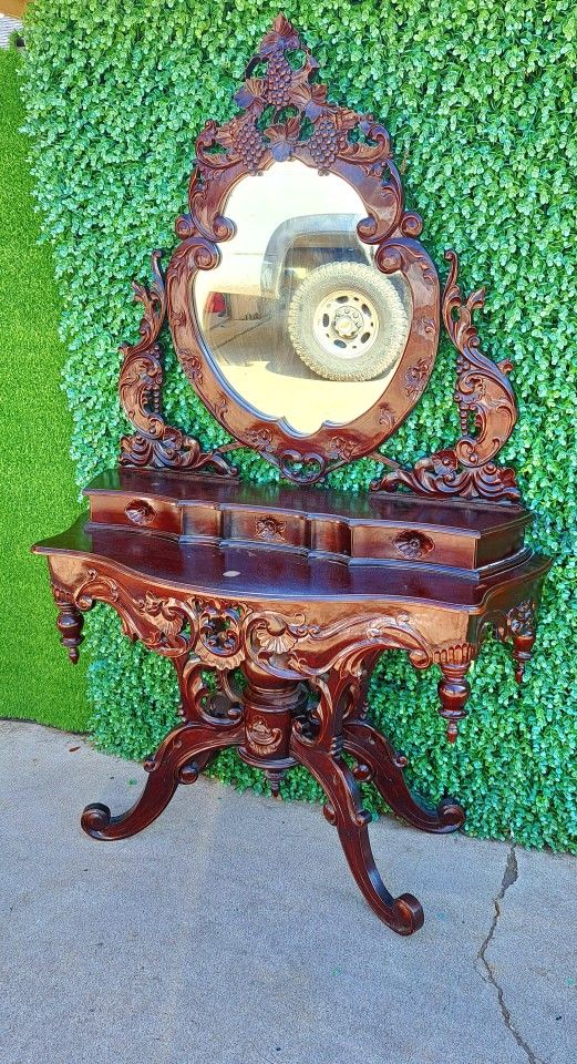 vanity estilo rocooco renacentista 100% madera red mahogsny