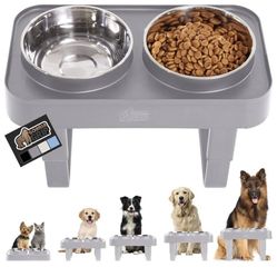 New Elevated Dog Bowls. Non Slip Grey. 