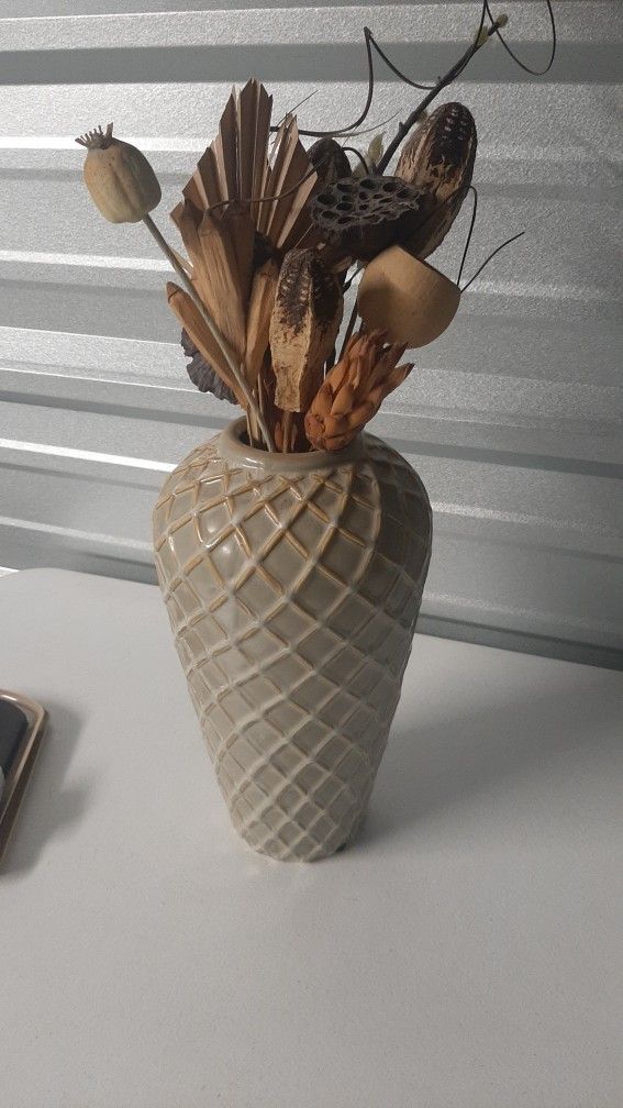 Neutral Earth Tone Floral Vase