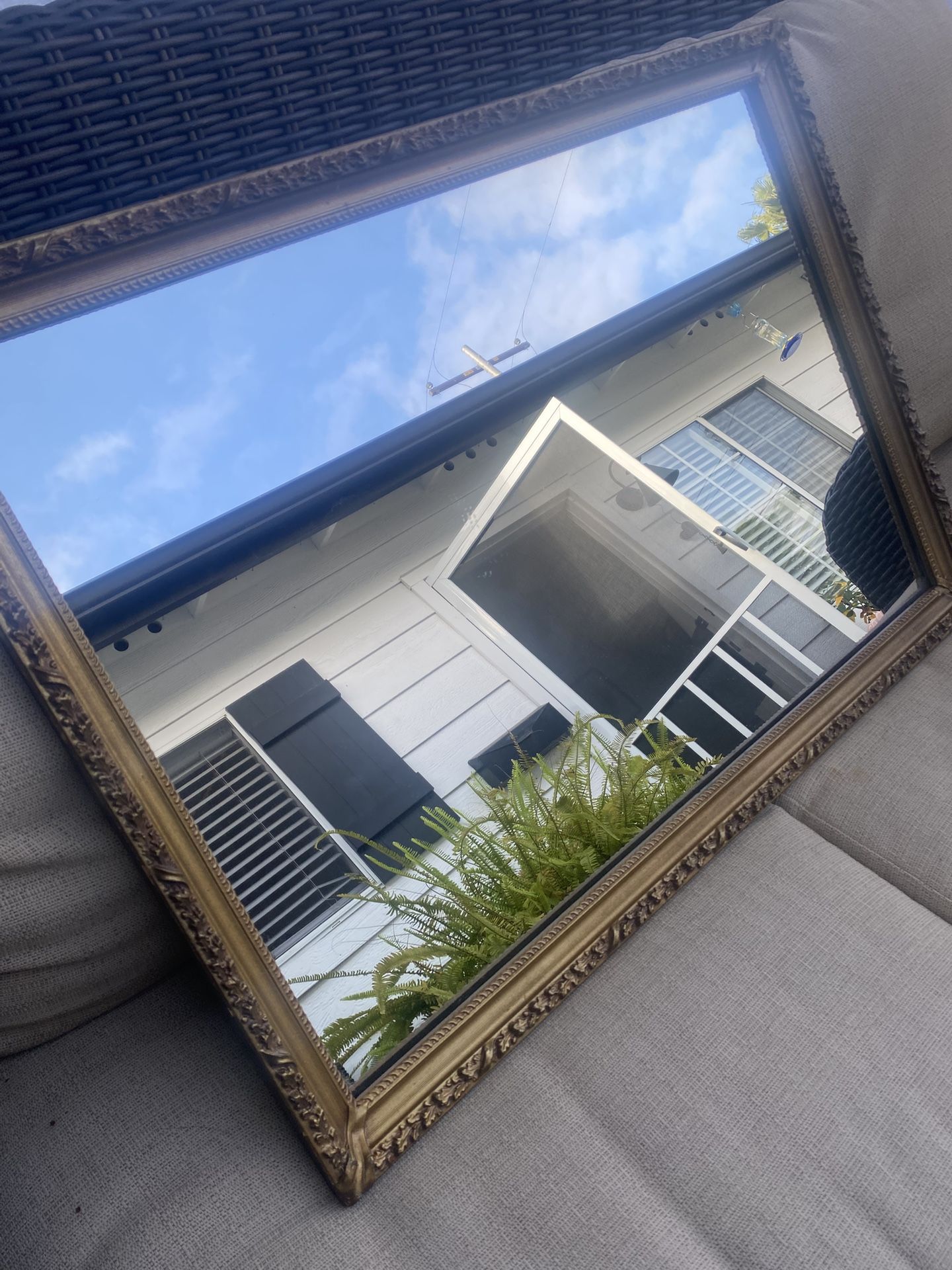 Antique gold Mirror, Vintage Gold Mirror, Retro, Boho