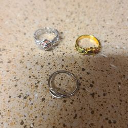 3 Rings & 2 Stirling Silver Earrings