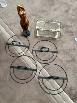 Black Metal Circle Wall Candle Sconces Set of 4