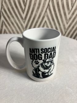 Anti social bull dog dad ceramic mug
