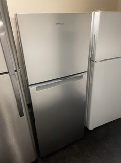 Whirlpool Top Freezer Fridge – Stainless, Glass Shelves