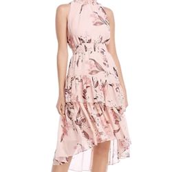 Eliza J Floral Asymmetric Tiered Dress