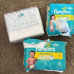 Diaper Bundle- size 4 (46) and size 2 (28) Pampers