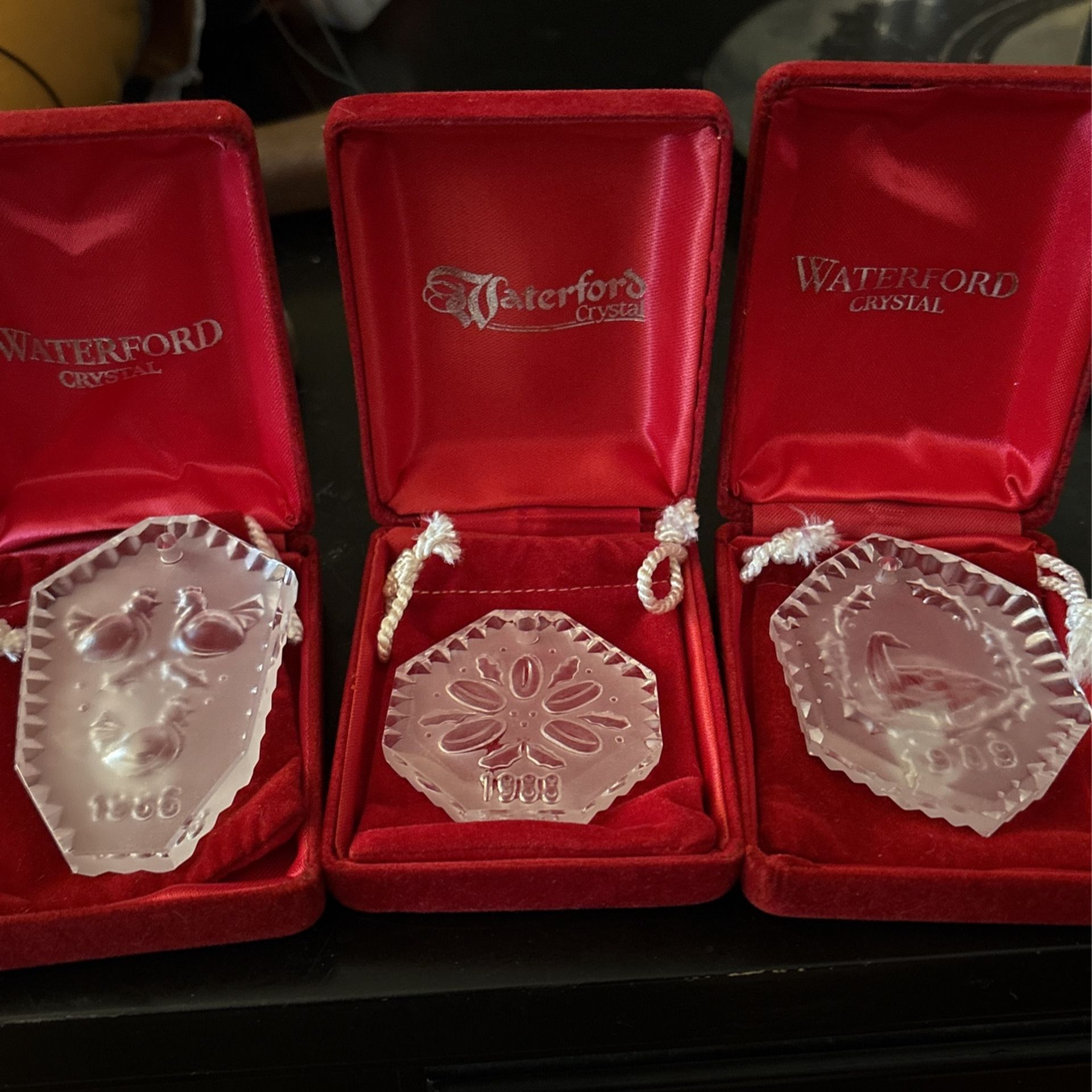 Waterford Crystal Ornaments 1986, 1988 And 1989