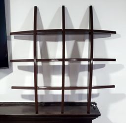 Mid-Century Boho Style Geometric Interlocking Grid Wall Shelf - Dark Espresso