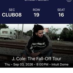 J Cole Fall Off ticket