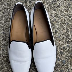 Everlane The Modern Loafer - White Italian Leather with Black Trim (Size 8)