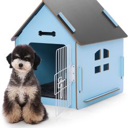 RYPetmia Indoor Wooden Dog & Cat House with Bed