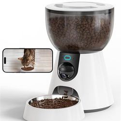 Automatic Cat Feeder with Camera, 1080P HD Video, Night Vision, 5G WiFi, 2-Way