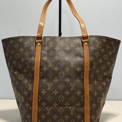Louis Vuitton Vintage Sac Shopping Tote Monogram Canvas Leather