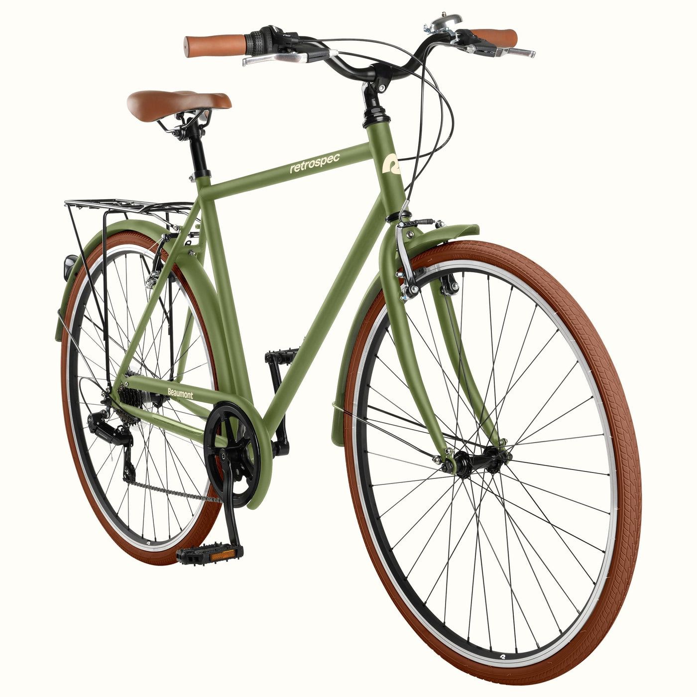 Retrospec Beaumont City Bike, 7-Speed, Olive Drab (50cm) 