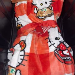 Hello Kitty Gingerbread Plaid Blanket 