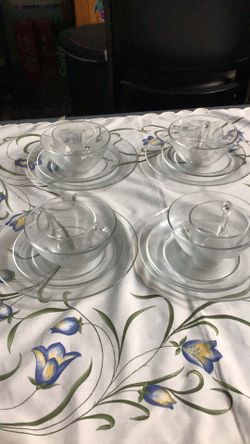 Vintage Clear Glass Dinner Set For4 Excellent Condition 