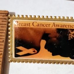 USPS Pink Ribbon Breast Cancer Awareness Postage Stamp Vintage Collectible Lapel Pin A-1