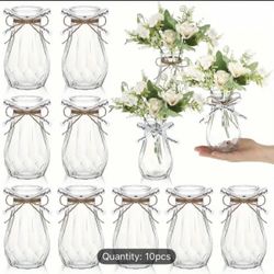  *10pcs Elegant Diamond-Patterned Plastic Vases with Ribbon Accents  Durable Lightweight Vases for Table Centerpieces.  