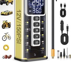 Tire Inflator Portable Air Compressor, Air Pump for Car Tires 20000mAh Battery & 150PSI, Electric Tire Pump 12V AC/DC Dual Power Supply, Tire Pressure