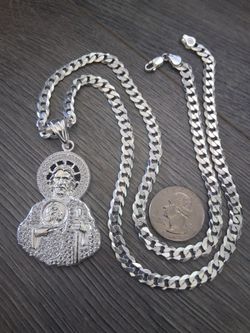 Cadena y san judas plata 925 24" 6mm