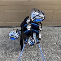 Callaway Men's Strata Ultimate Golf Clubs with Bag -- 9 Piece Set, Right Handed withDriver ,3 wood, 4 hybrid, 6, 8 and 9 irons, PW, /SW. and putter &