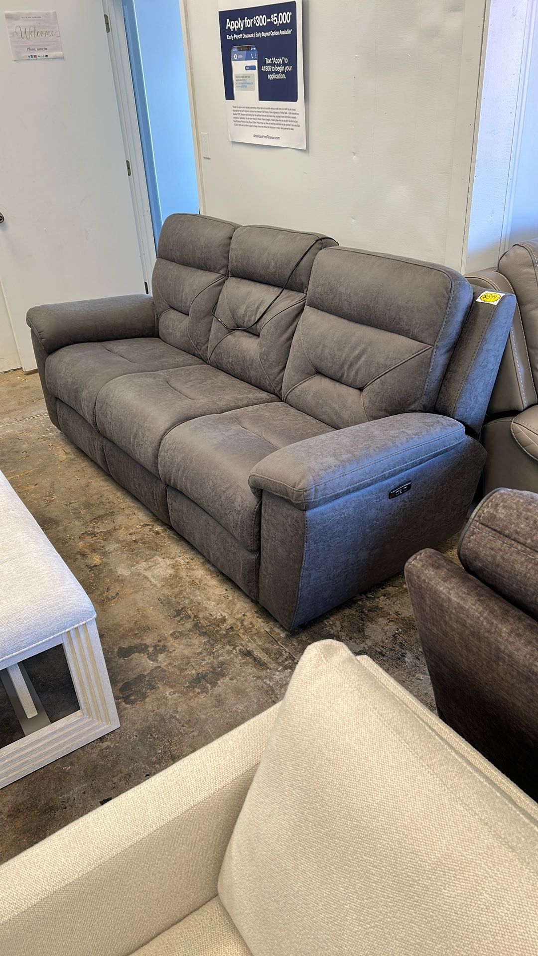 Grey Electric Reclining Sofa