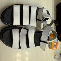 doc marten platform sandals- white