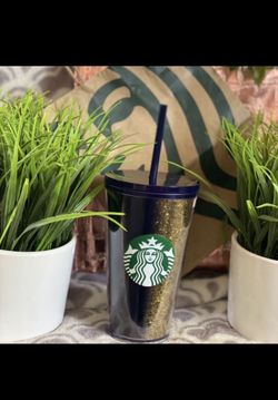 Starbucks grande tumbler, dark purple and gold glitter ombré, New/Never Used