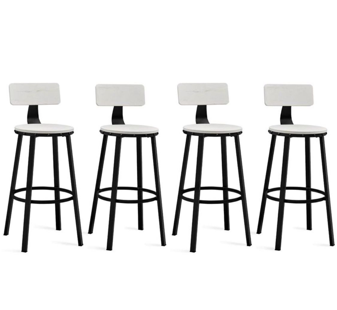 Bar Stools . Bar Height Barstools with Back, Counter Stools Bar Chairs with Backrest, Steel Frame, Easy Assembly, Industrial,  ULBC