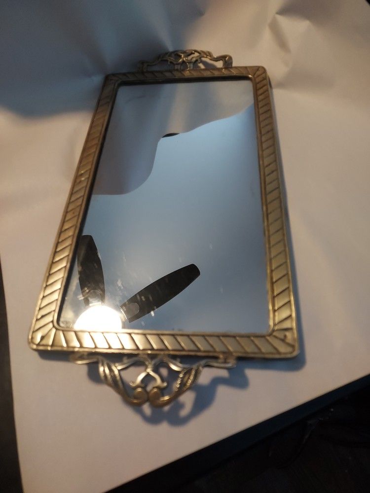 Vtg/antique Vanity Brass Mirror made In Taiwan