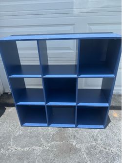 Blue 9-Cube Storage Shelf / Bookcase – Good Condition