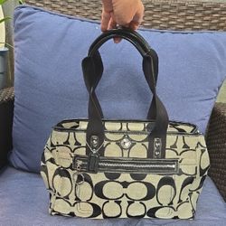 Coach Cream And Tan Tote Bag 