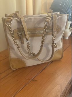 Prada Canvas Jacquard Gold Chain Leather Shoulder Bag | Good Condition