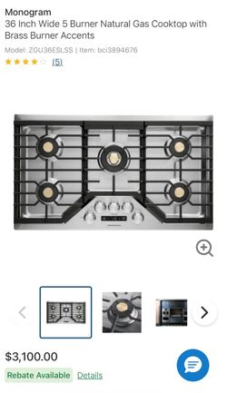 NEW IN BOX — Monogram ZGU385NSMSS 36” 5-Burner Gas Cooktop — Stainless Steel stove top