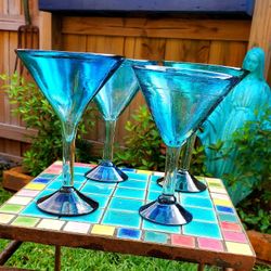 Martini Glasses Handblown Set Of Four