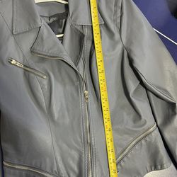 Blank NYC Women’s Faux Leather Moto Gray Jacket Coat Large