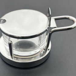 Alessi Glass & Stainless Steel Cheese / Butter Server Inox 18/10 Italy