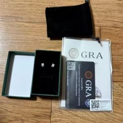 NEW 2 CT (1 CT EA) SILVER MOISSANITE PRINCESS CUT STUD EARRINGS