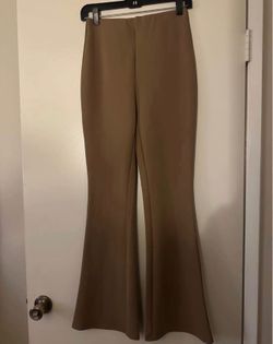 H&M Flared High-Waist Pants in Khaki Brown