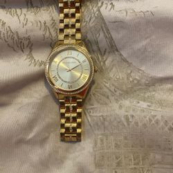Michael Kors Gold Tone Crystal Pave Watch 